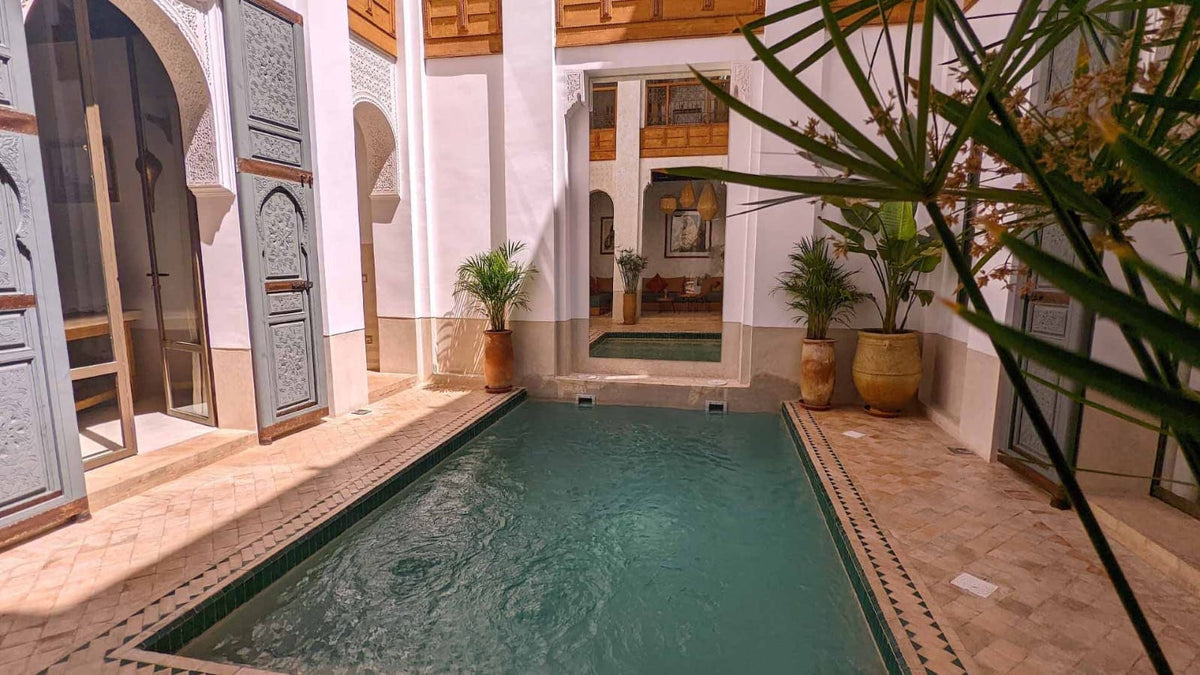 Hand-Carved Antique Moroccan Wooden Double Door | Traditional Geometric Islamic Architecture & Wall Panel Decor (104x49)