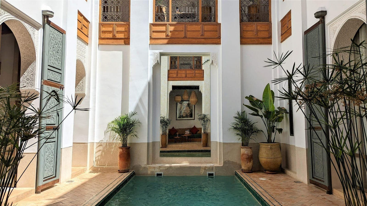 Hand-Carved Antique Moroccan Wooden Double Door | Traditional Geometric Islamic Architecture & Wall Panel Decor (104x49)