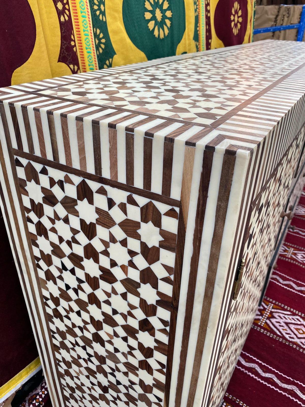 Andalusian Thuya Wood Inlay Cabinet, Moroccan Moorish Dresser