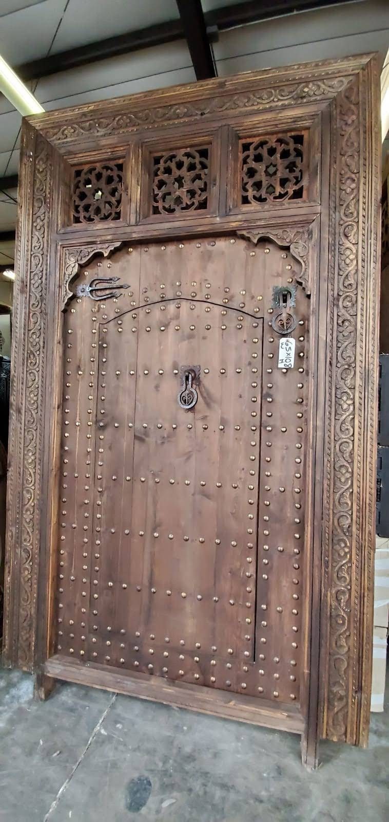 Handmade Moorish Carved Cedar Wood Door: 9ft Palace Gate