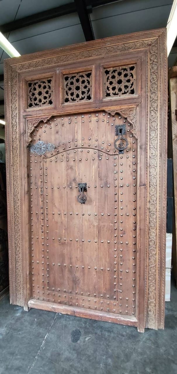 Handmade Moorish Carved Cedar Wood Door: 9ft Palace Gate