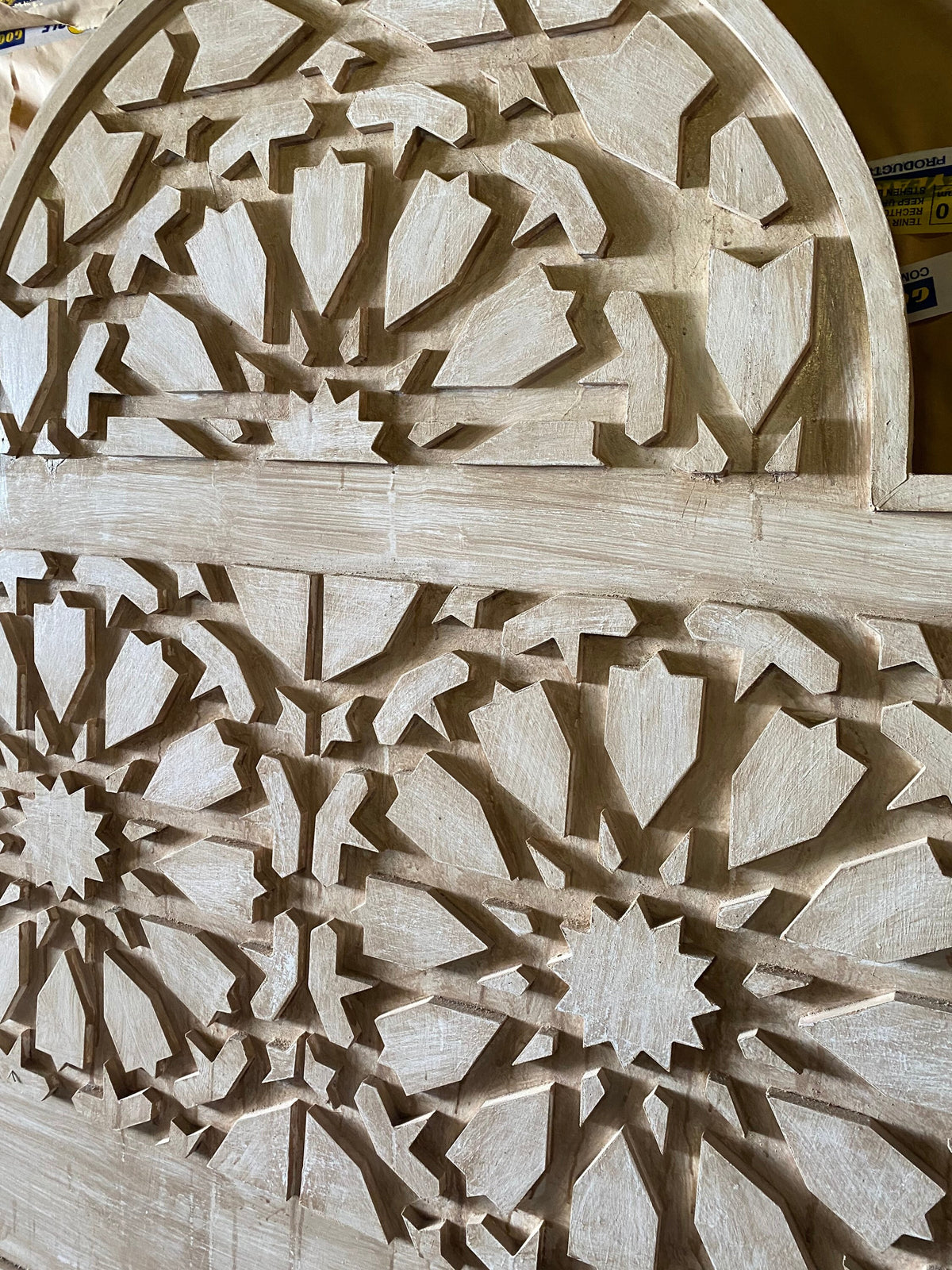 Geometric Wooden headboard Vintage headboard bed Handmade Moroccan bedroom furniture moorish Mediterranean arabian middle eastern bedroom