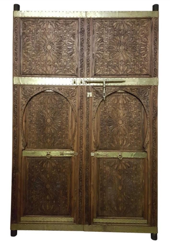 Hand Carved Moroccan Double Door: Cedar, Moorish Artwork
