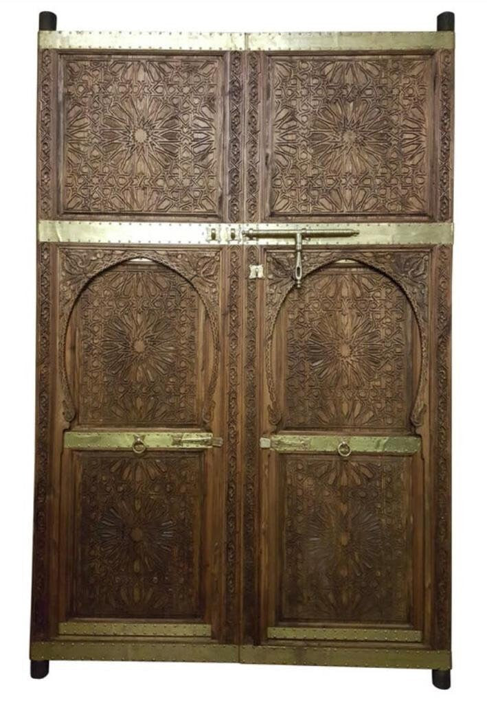 Hand Carved Moroccan Double Door: Cedar, Moorish Artwork