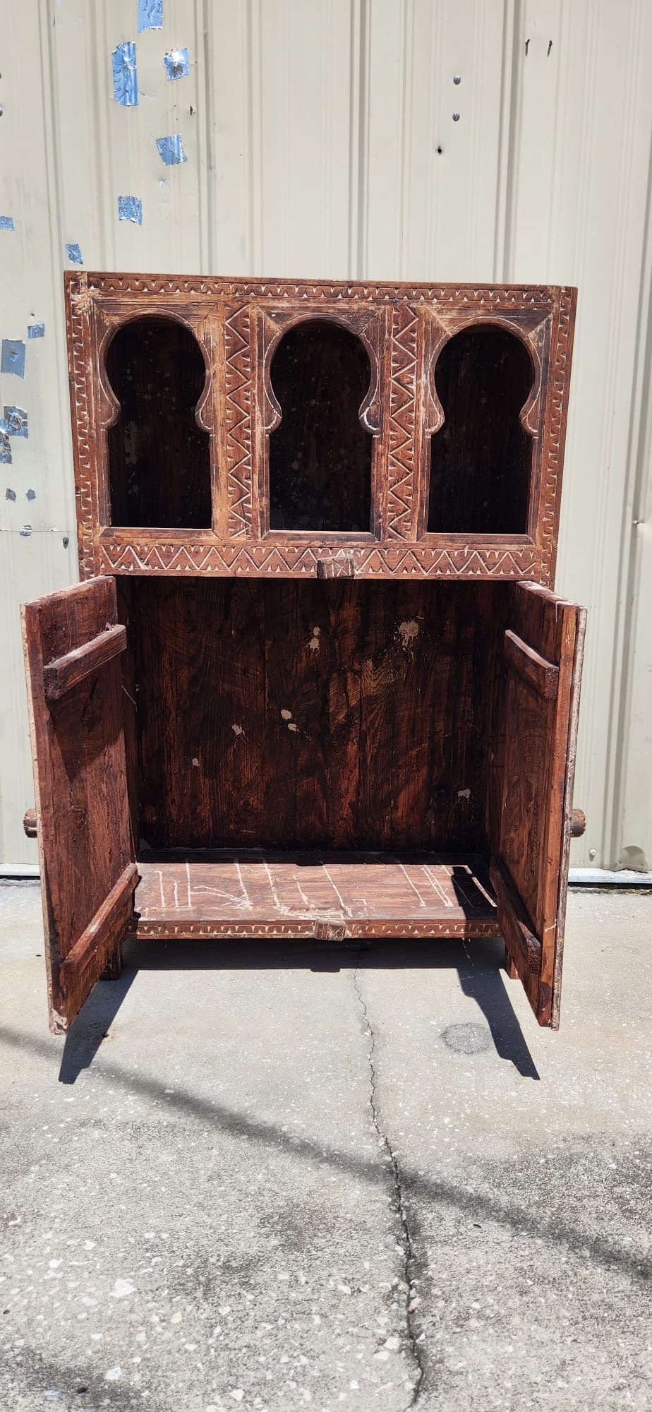 Handmade Moroccan Armoire: Carved Wooden Cabinet, Tribal Ethnic Design, Solid Wood Furniture