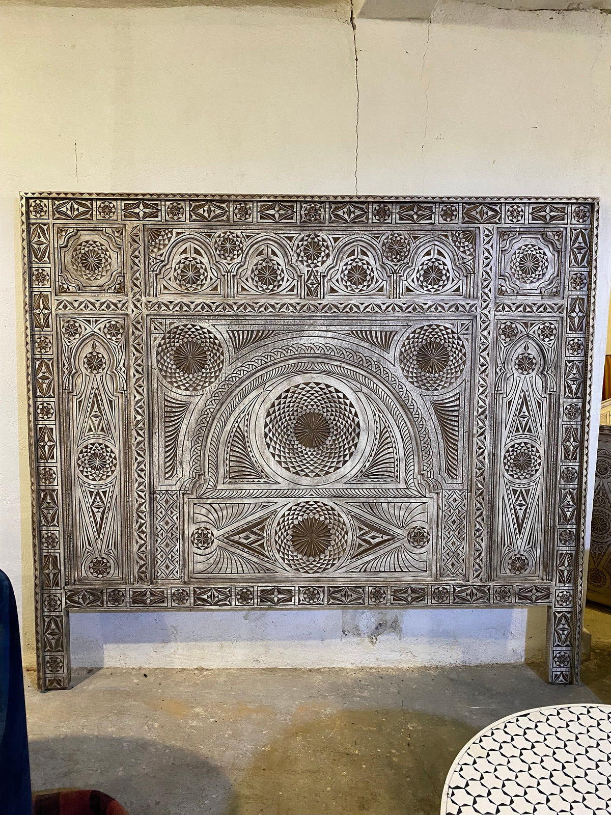 Handmade Moroccan Carved Headboard: Moorish Bedroom Furniture