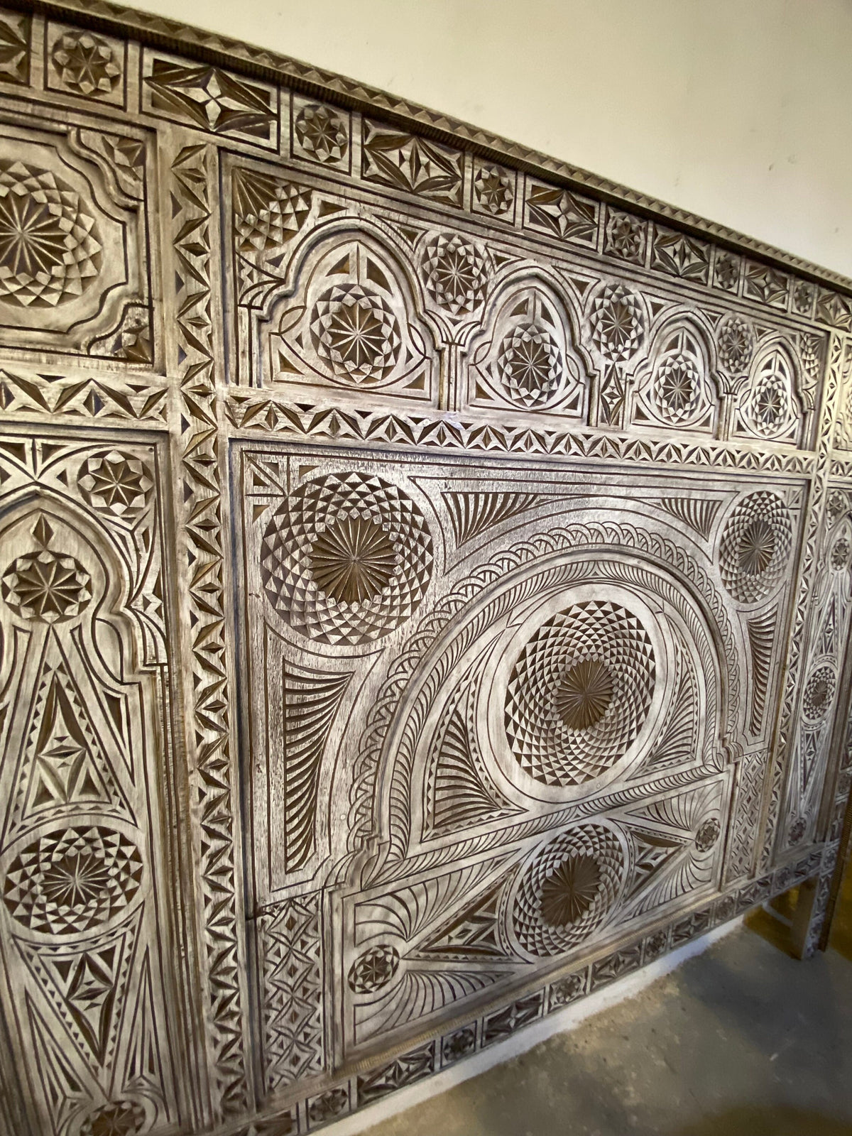 Handmade Moroccan Carved Headboard: Moorish Bedroom Furniture