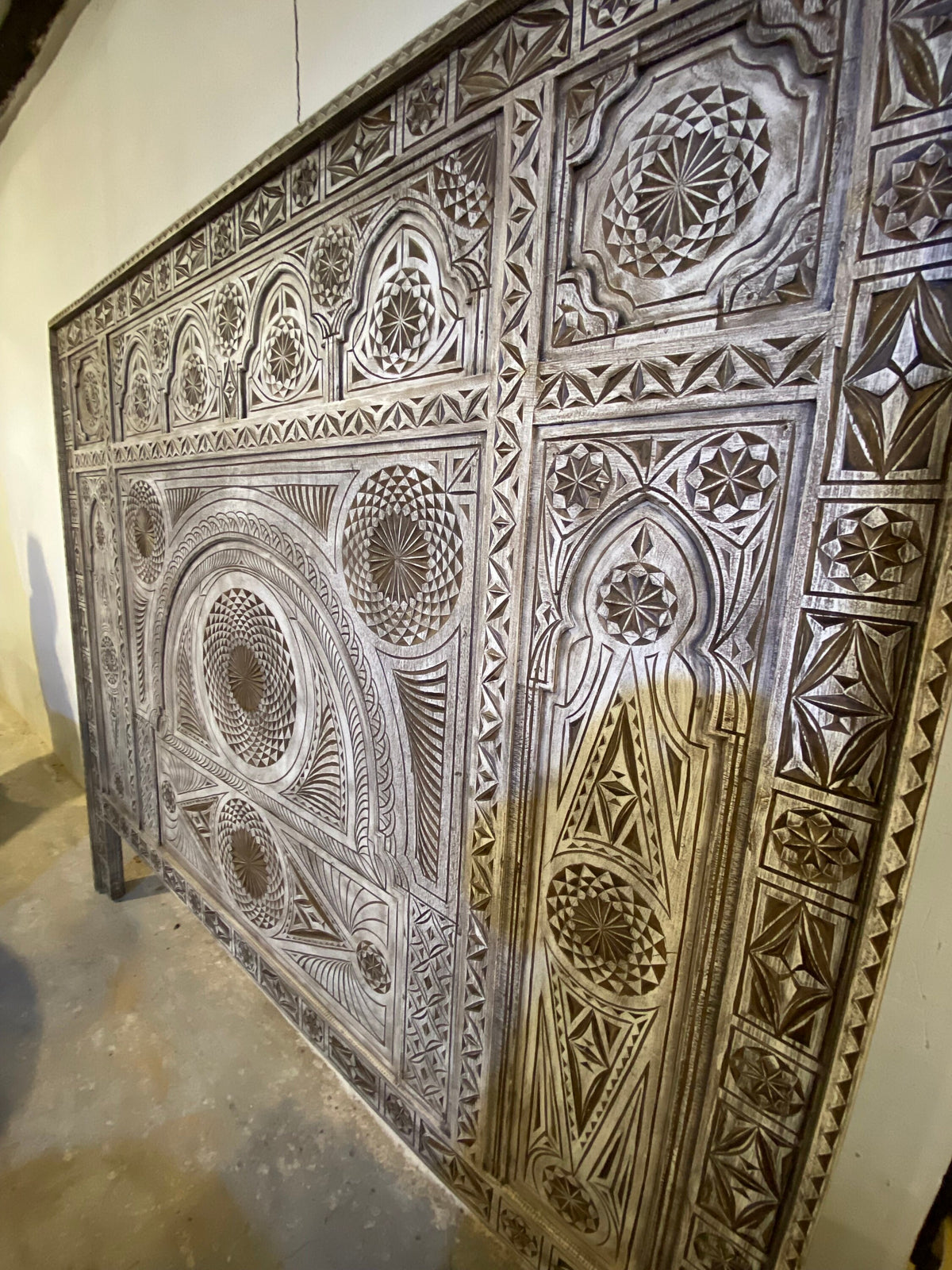 Handmade Moroccan Carved Headboard: Moorish Bedroom Furniture