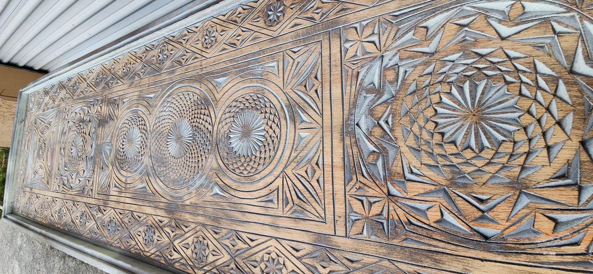 Handmade Moroccan Wooden Buffet: Carved Moorish Cabinet