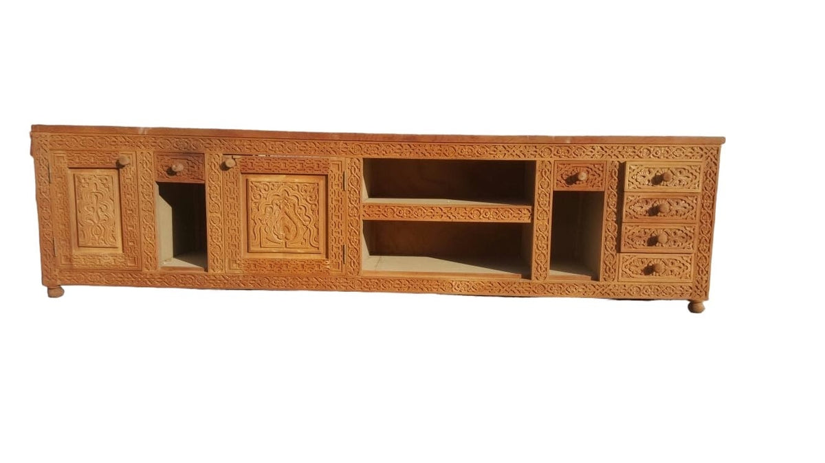 Handmade Carved Wood Moroccan Dresser, Moorish Buffet Cabinet