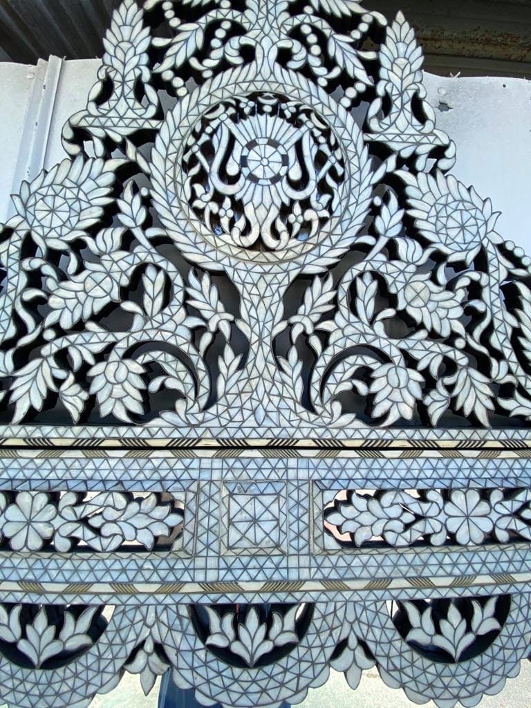 Extra Large Syrian Mirror: Handmade Mother of Pearl Inlay, Moroccan Wall Decor