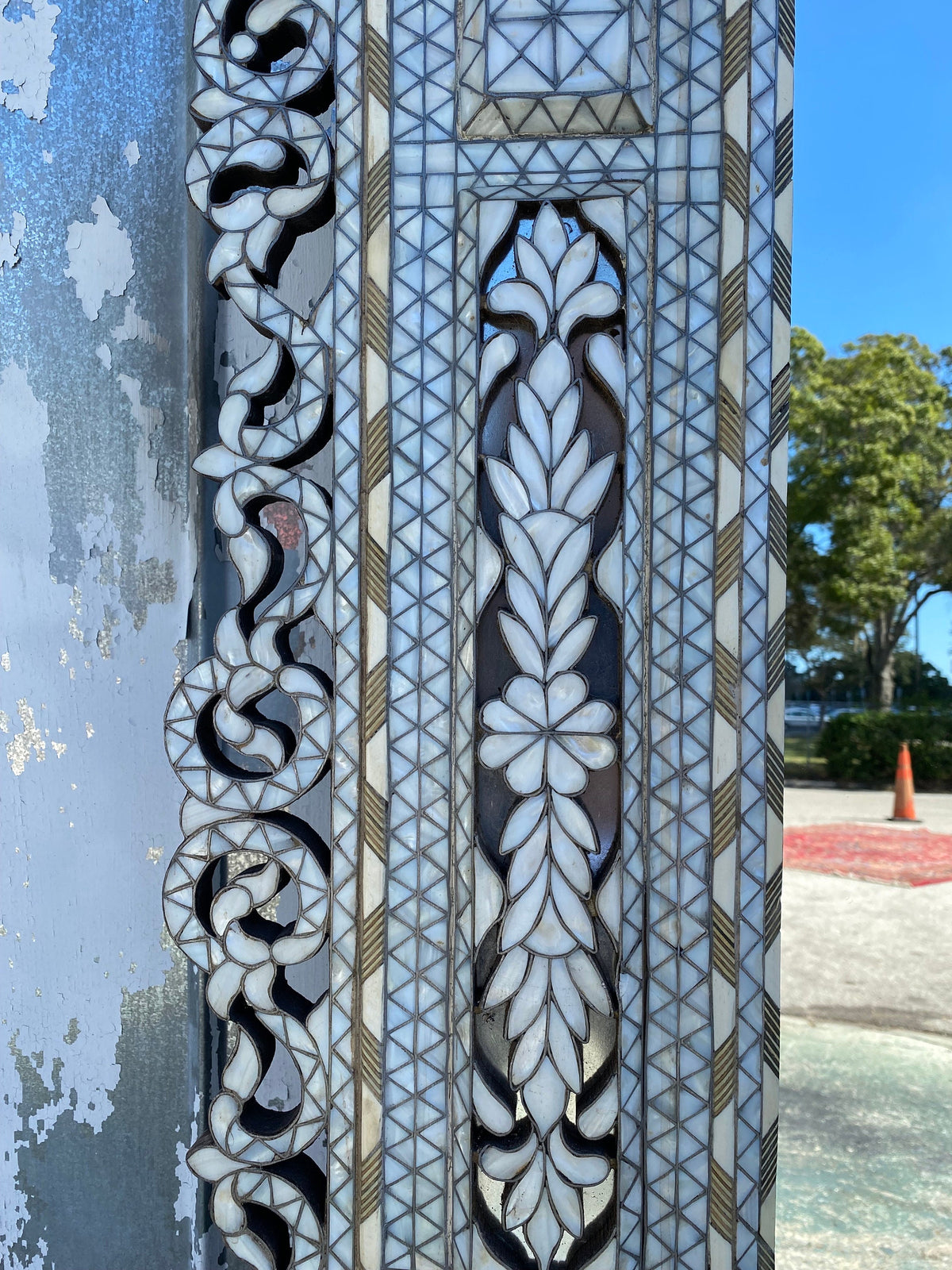 Extra Large Syrian Mirror: Handmade Mother of Pearl Inlay, Moroccan Wall Decor