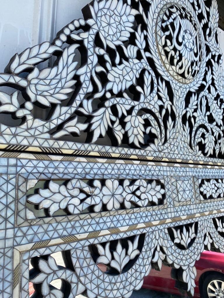 Extra Large Syrian Mirror: Handmade Mother of Pearl Inlay, Moroccan Wall Decor