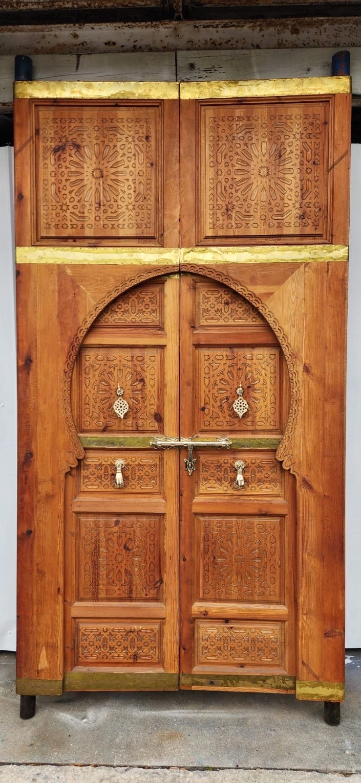 Handmade Moroccan Carved Cedar Double Door: Royal Palace Style
