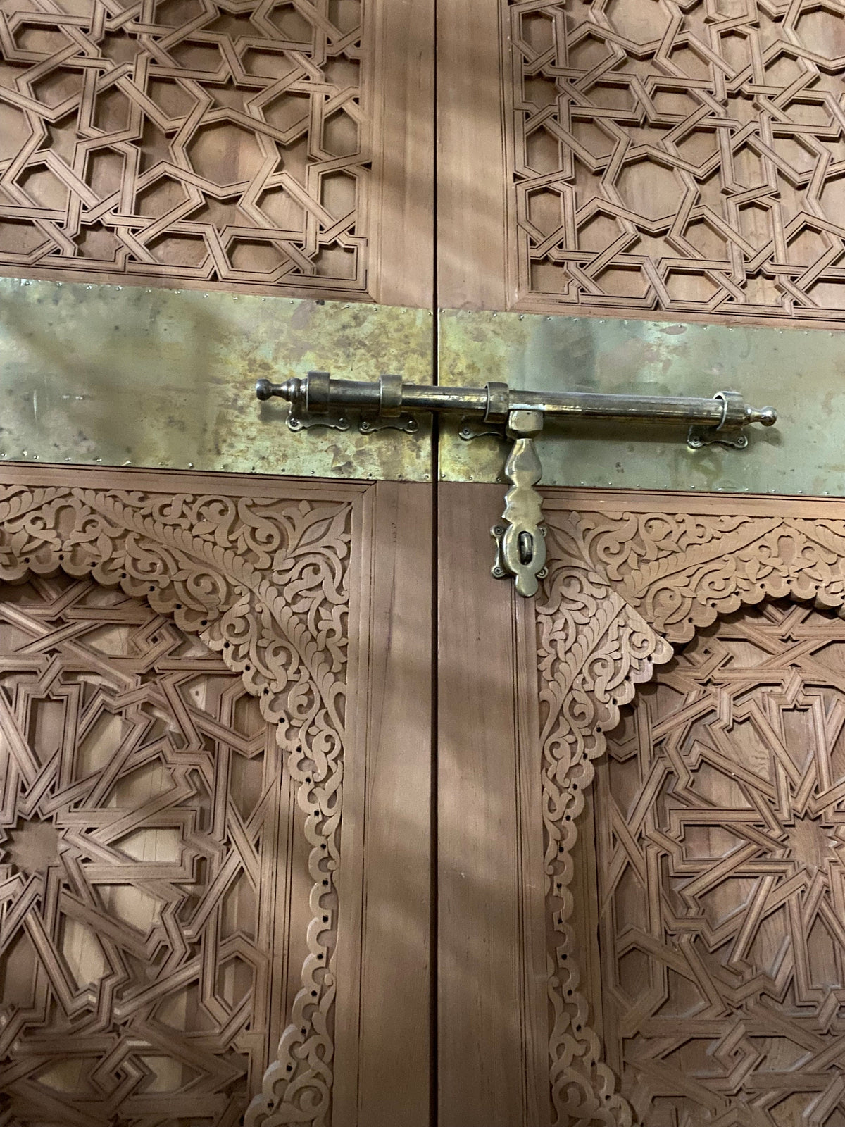 Handmade Moroccan Carved Cedar Double Door, Moorish Artwork (116x64.5)