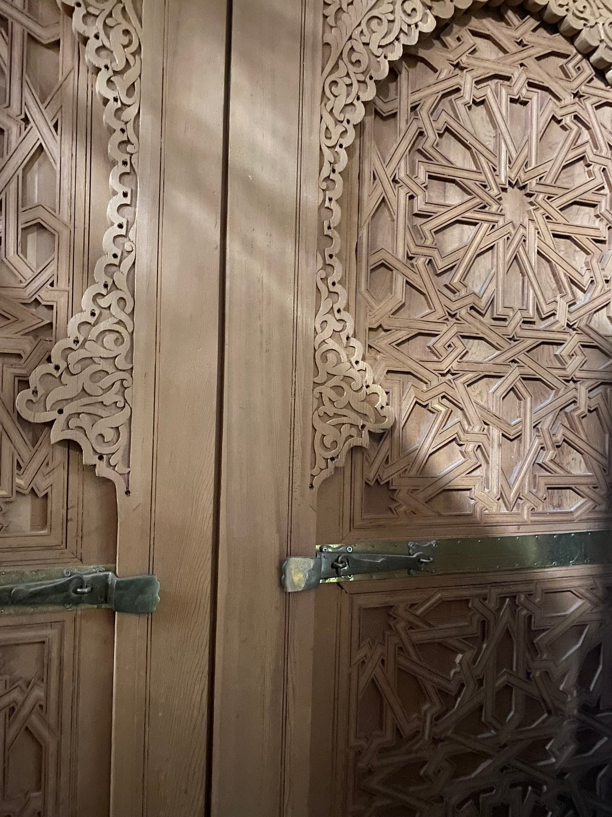 Handmade Moroccan Carved Cedar Double Door, Moorish Artwork (116x64.5)