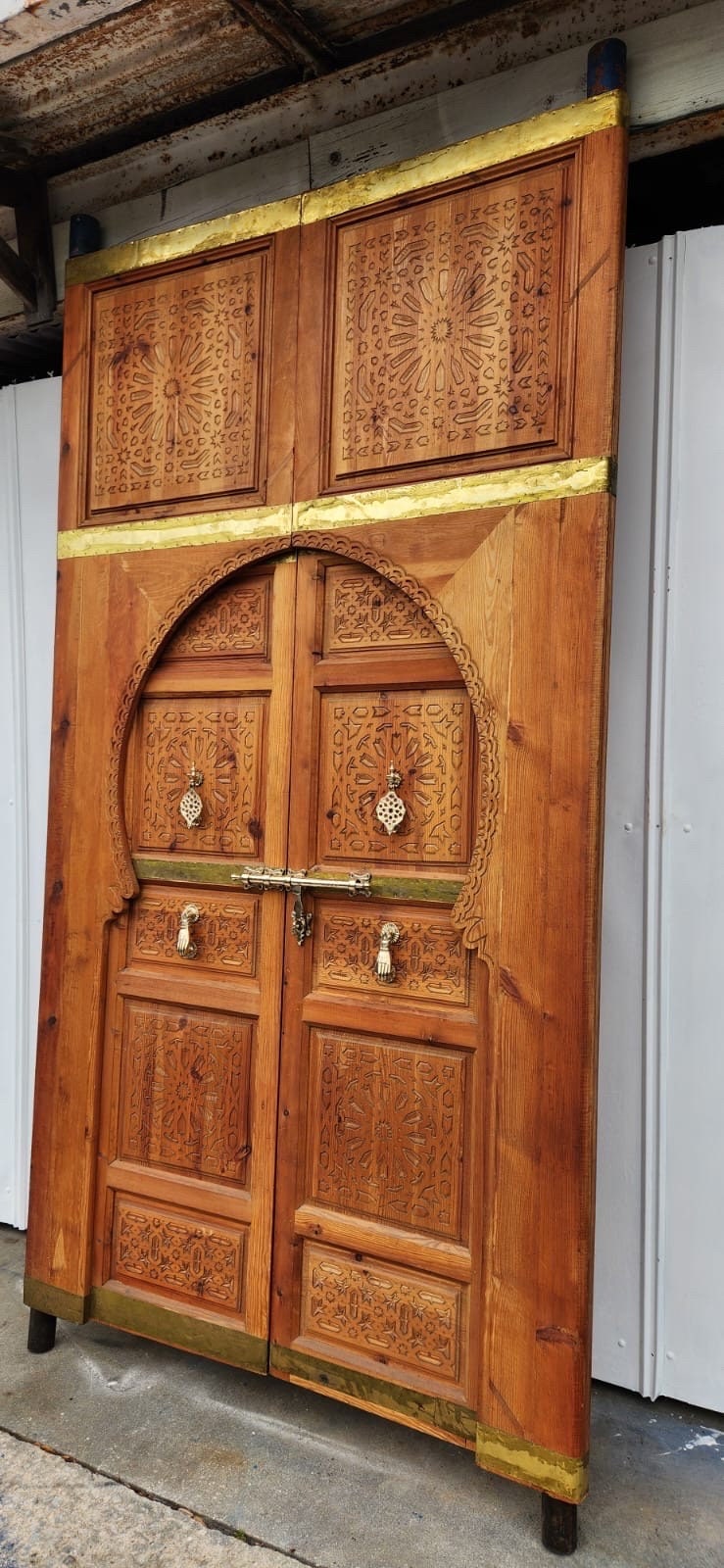 Handmade Moroccan Carved Cedar Double Door: Royal Palace Style