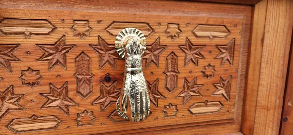 Handmade Moroccan Carved Cedar Double Door: Royal Palace Style