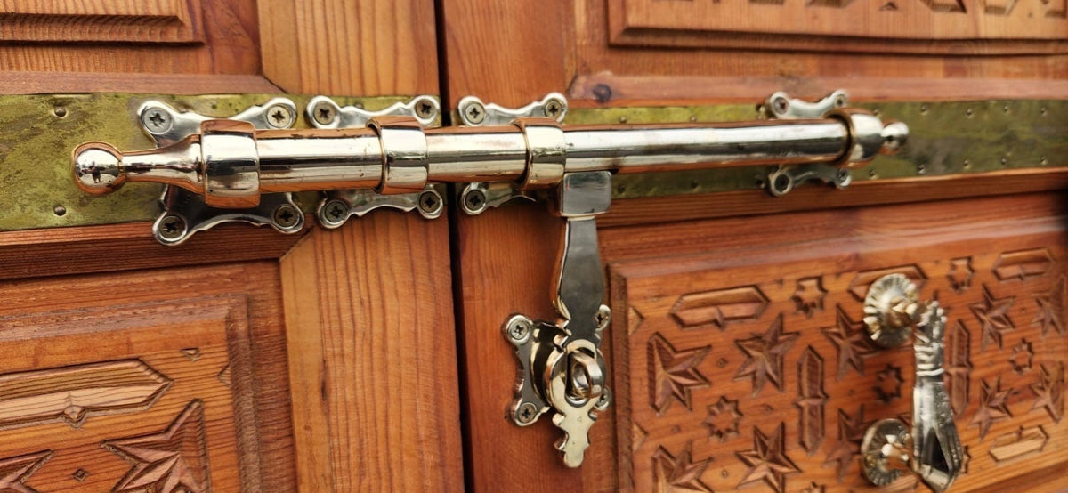 Handmade Moroccan Carved Cedar Double Door: Royal Palace Style