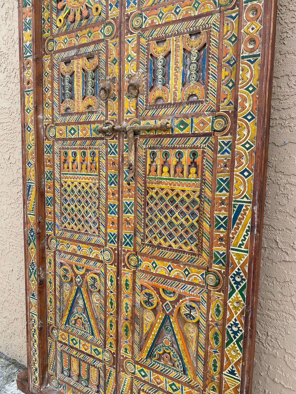 Vintage Carved Moroccan Door Panel, Berber Tribal Art (78x37)