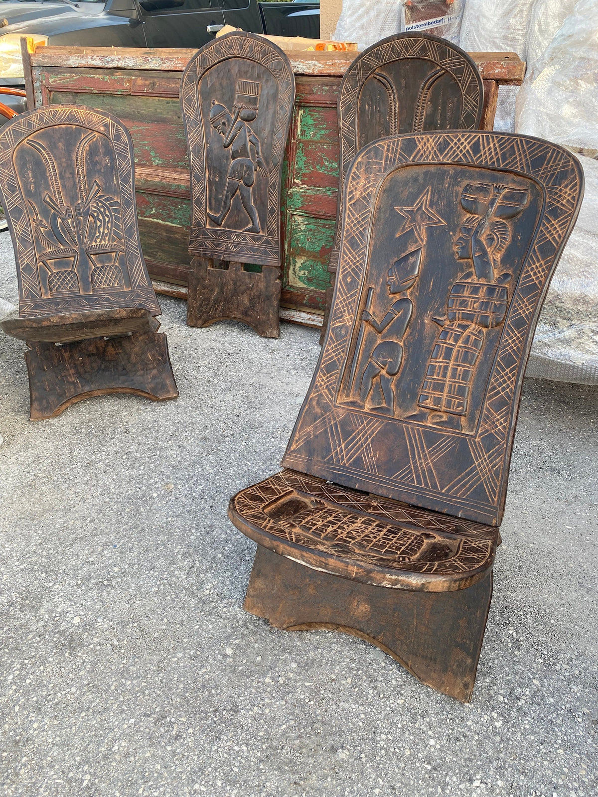 Vintage Dogon Hand Carved Chair, African Tribal Decor (40x18x18)