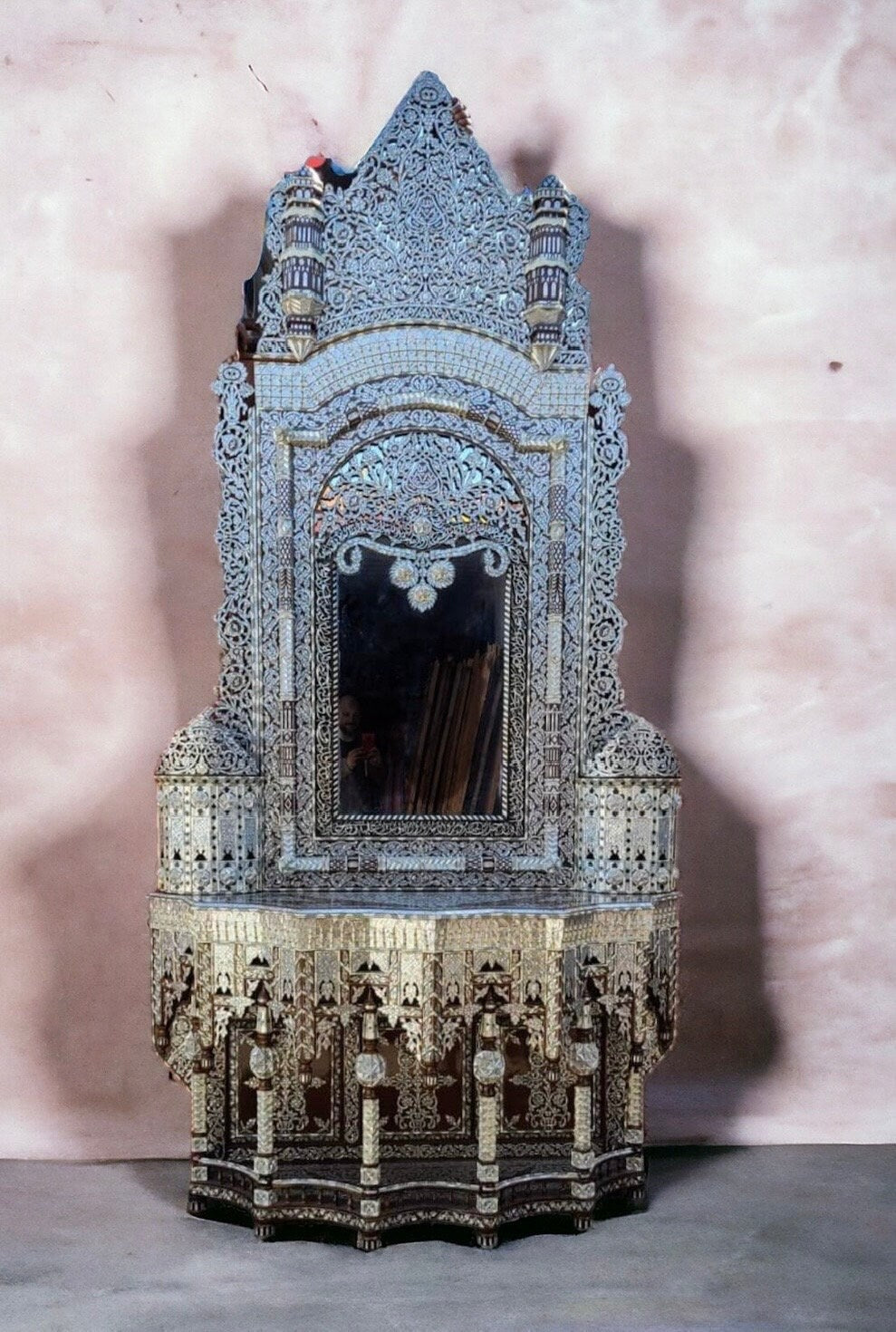 Middle Eastern Mother of Pearl Inlay Console Table with Mirror