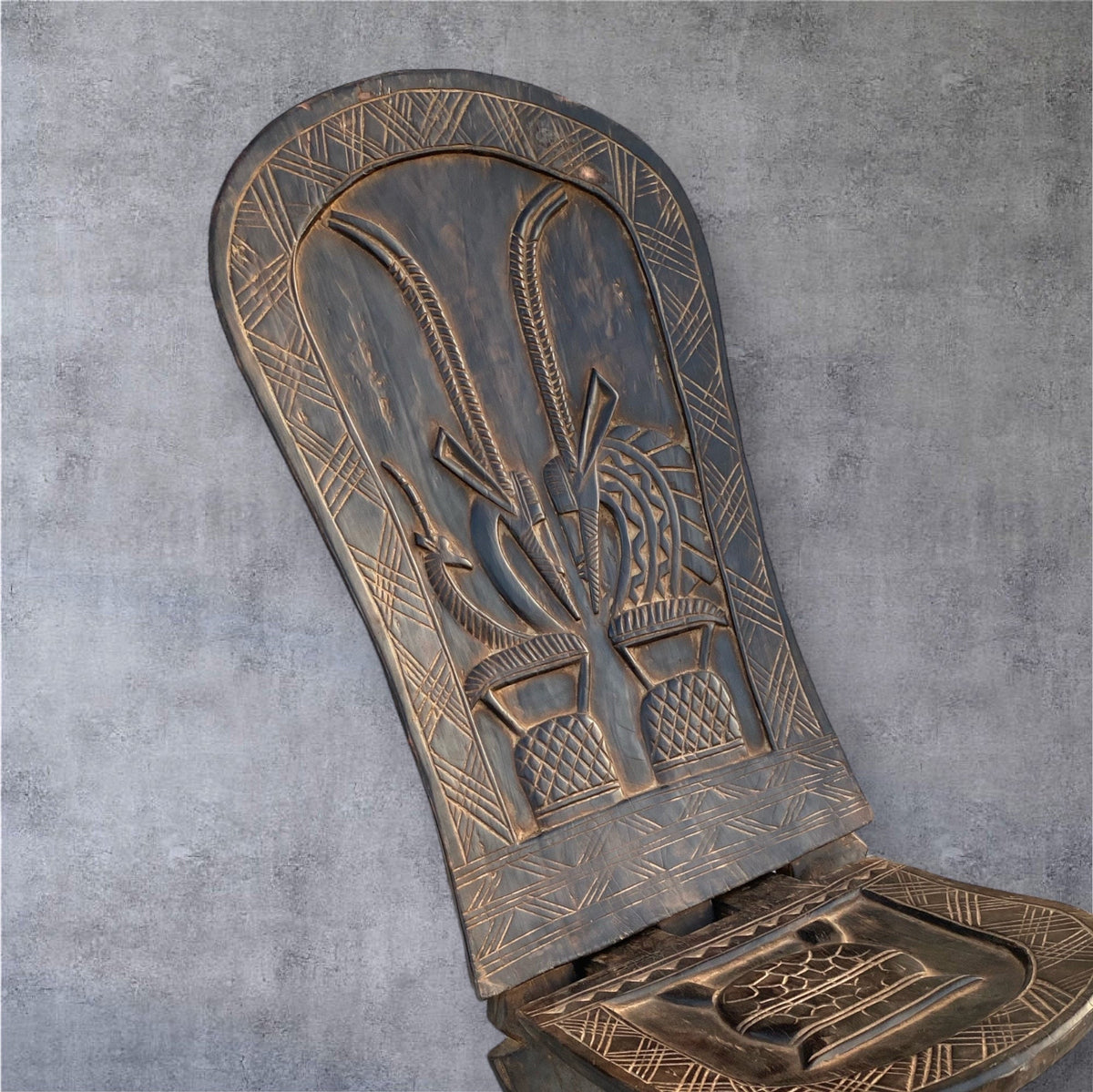 Vintage Dogon Hand Carved Chair, African Tribal Decor (40x18x18)