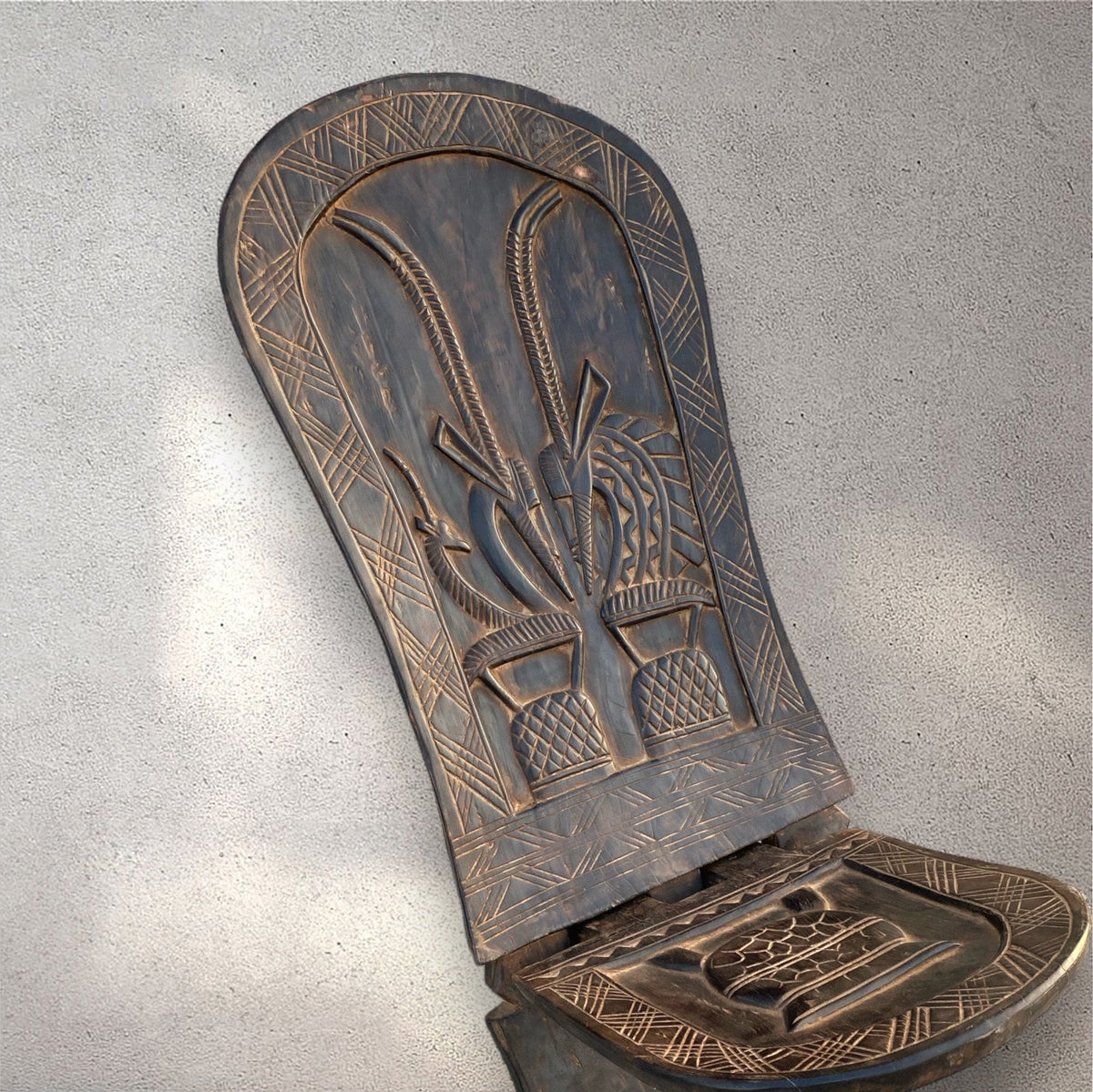 Vintage Dogon Hand Carved Chair, African Tribal Decor (40x18x18)