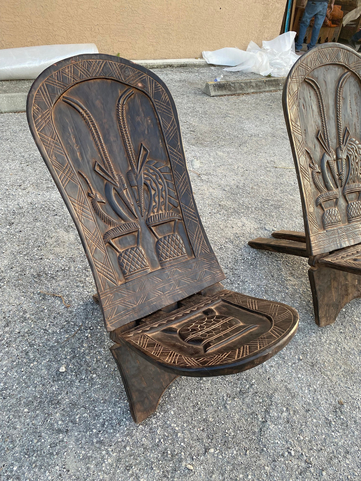 Vintage Dogon Hand Carved Chair, African Tribal Decor (40x18x18)