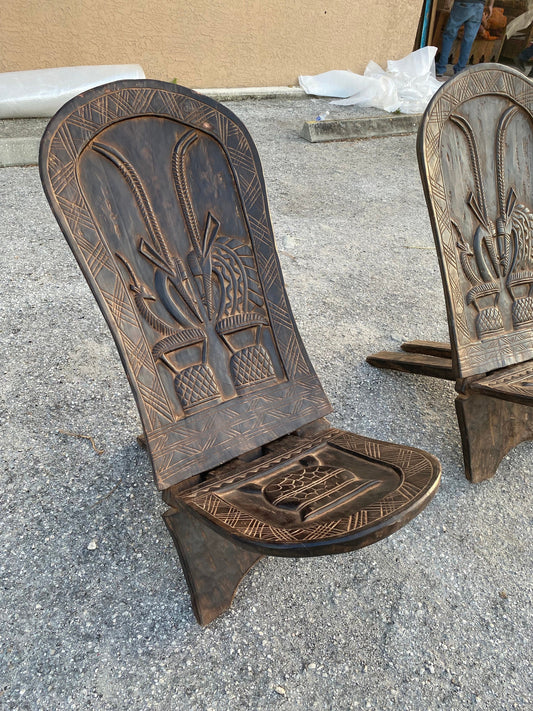 Vintage Dogon Hand Carved Chair, African Tribal Decor (40x18x18)