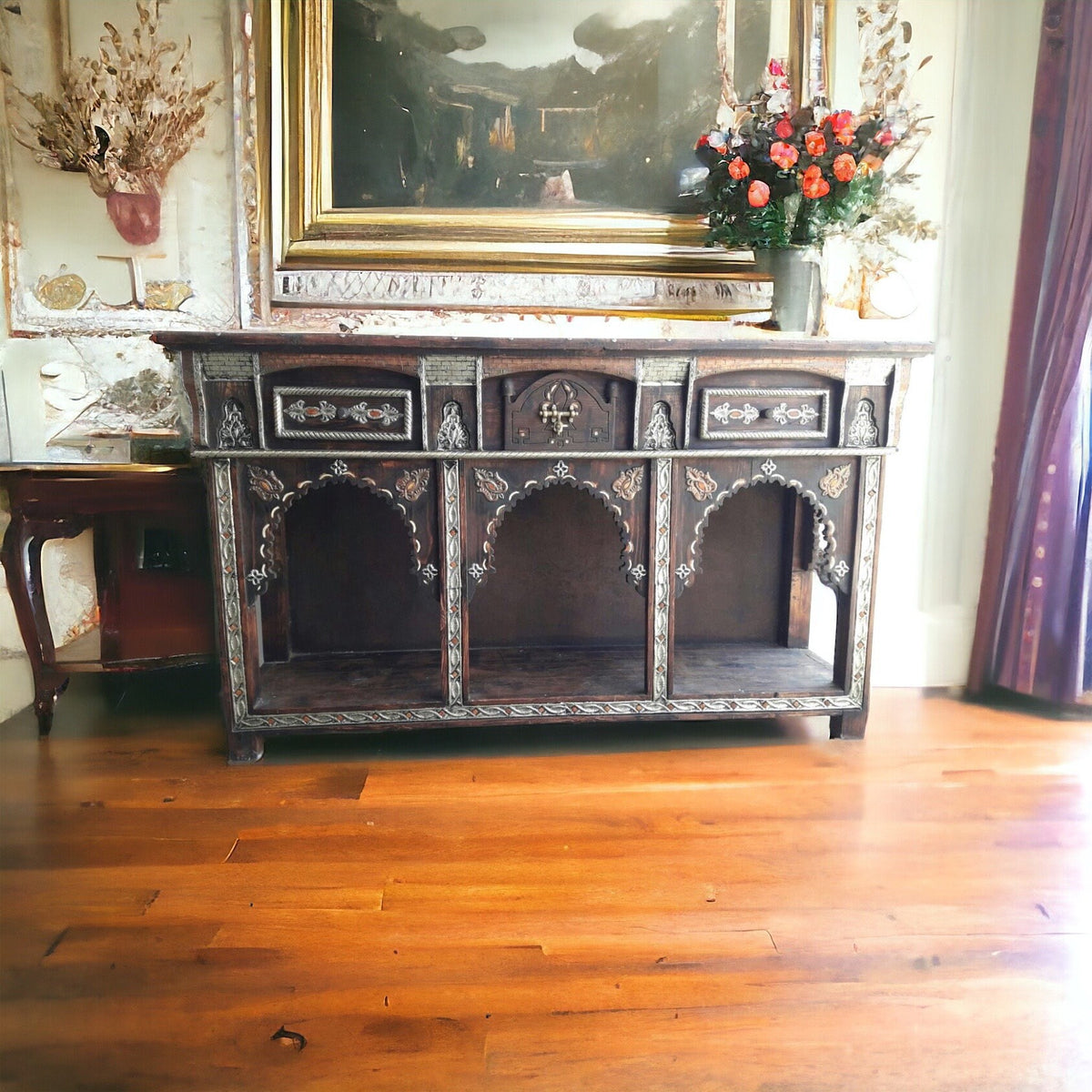 Handmade Moroccan Bone Inlay Console Cabinet: Moorish Dresser