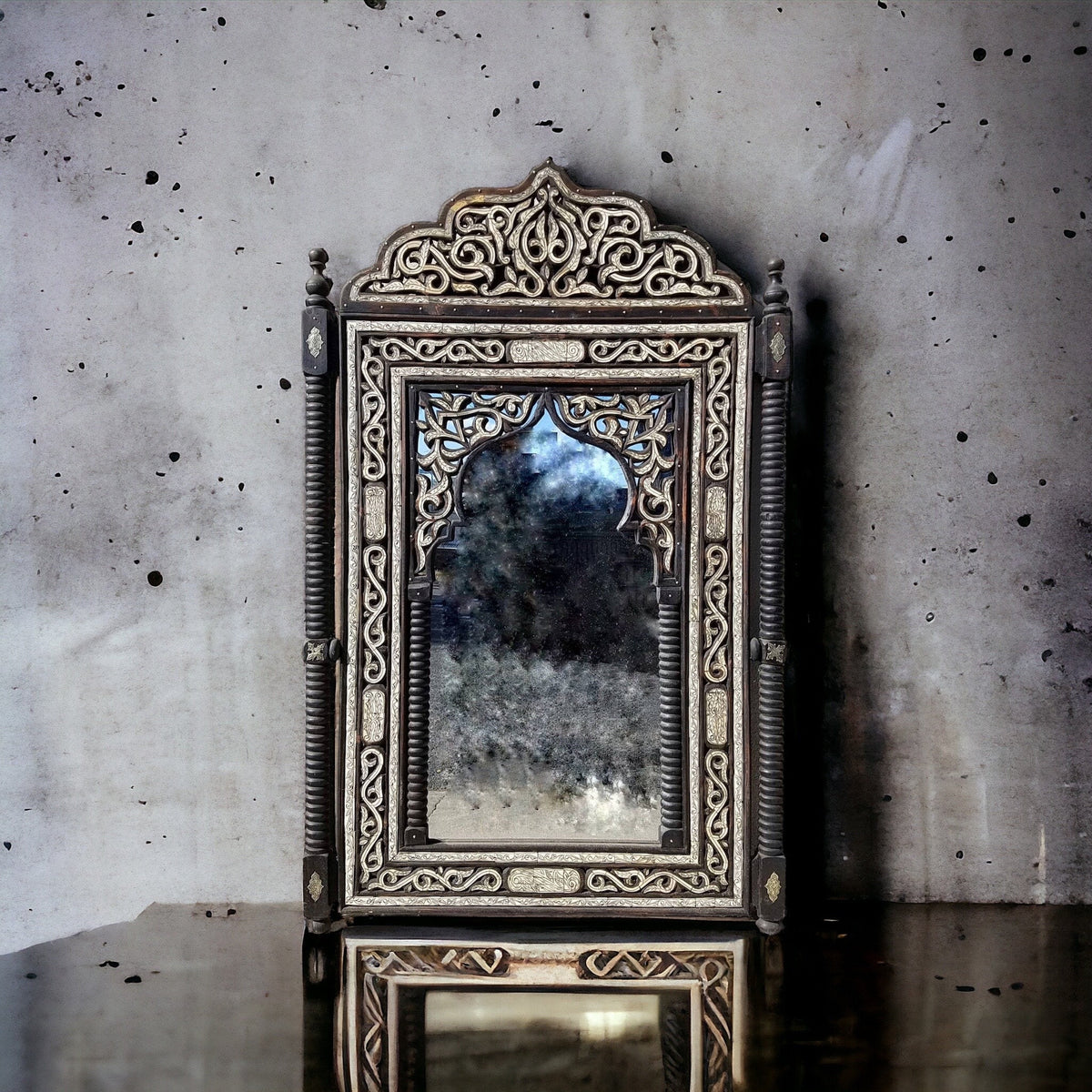 Handmade Moroccan Mirror: Inlay Camel Bone, Moorish Design (75.5x47")
