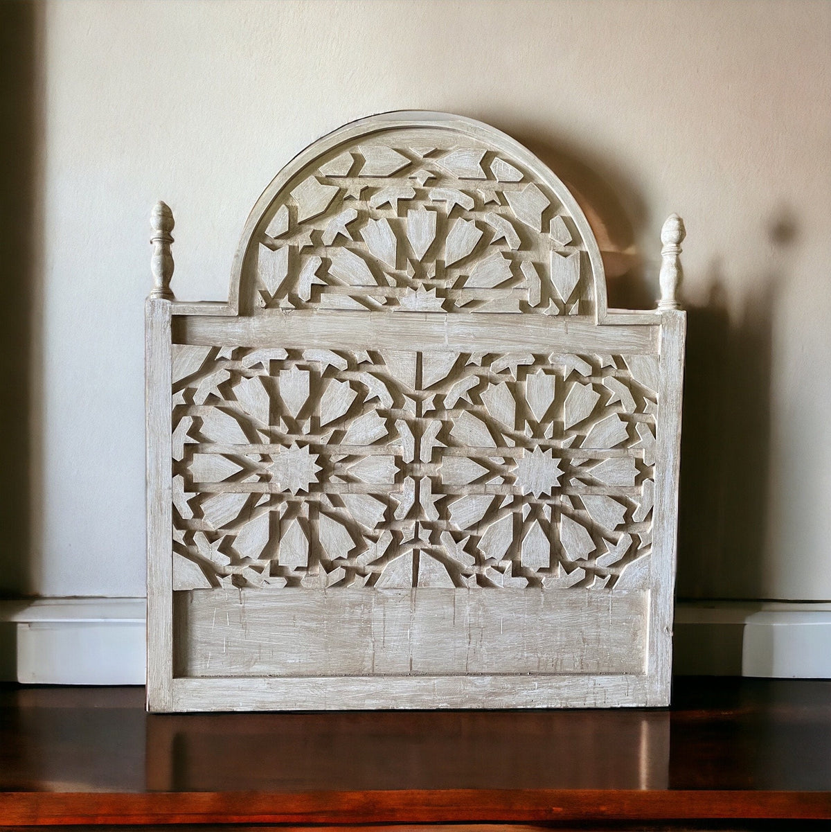 Geometric Wooden headboard Vintage headboard bed Handmade Moroccan bedroom furniture moorish Mediterranean arabian middle eastern bedroom