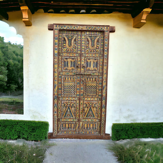 Vintage Carved Moroccan Door Panel, Berber Tribal Art (78x37)