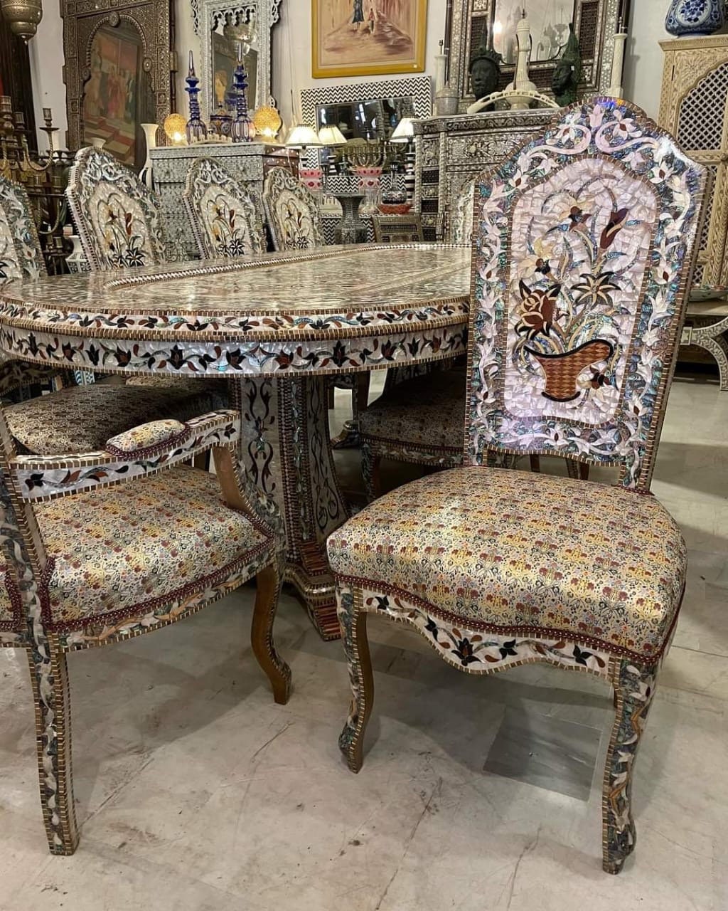 Royal abalone middle eastern mother of pearl dining room set