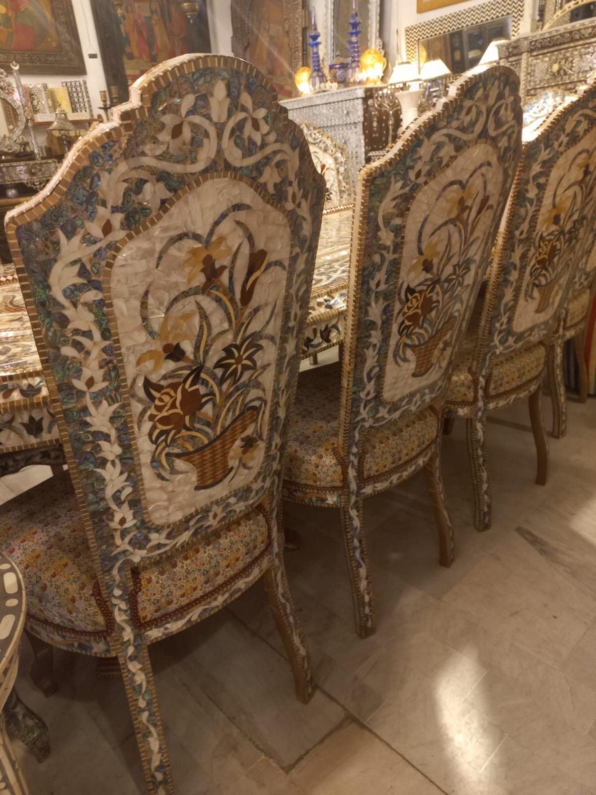 Royal abalone middle eastern mother of pearl dining room set