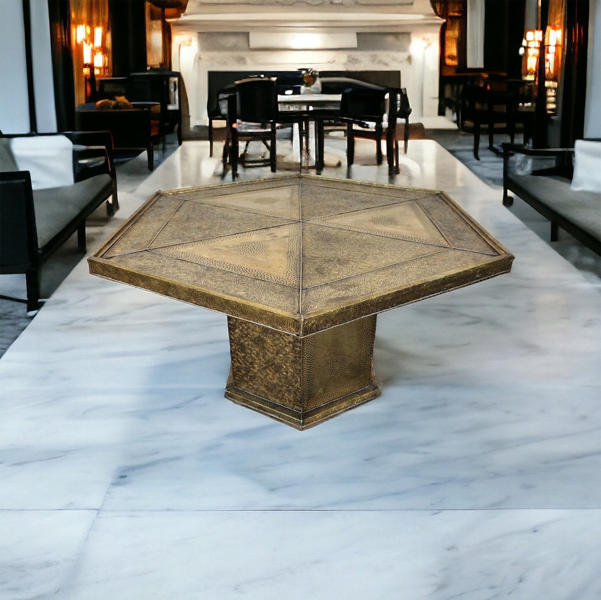 Handmade Moroccan Silver Metal Table, Berber Ethnic Decor