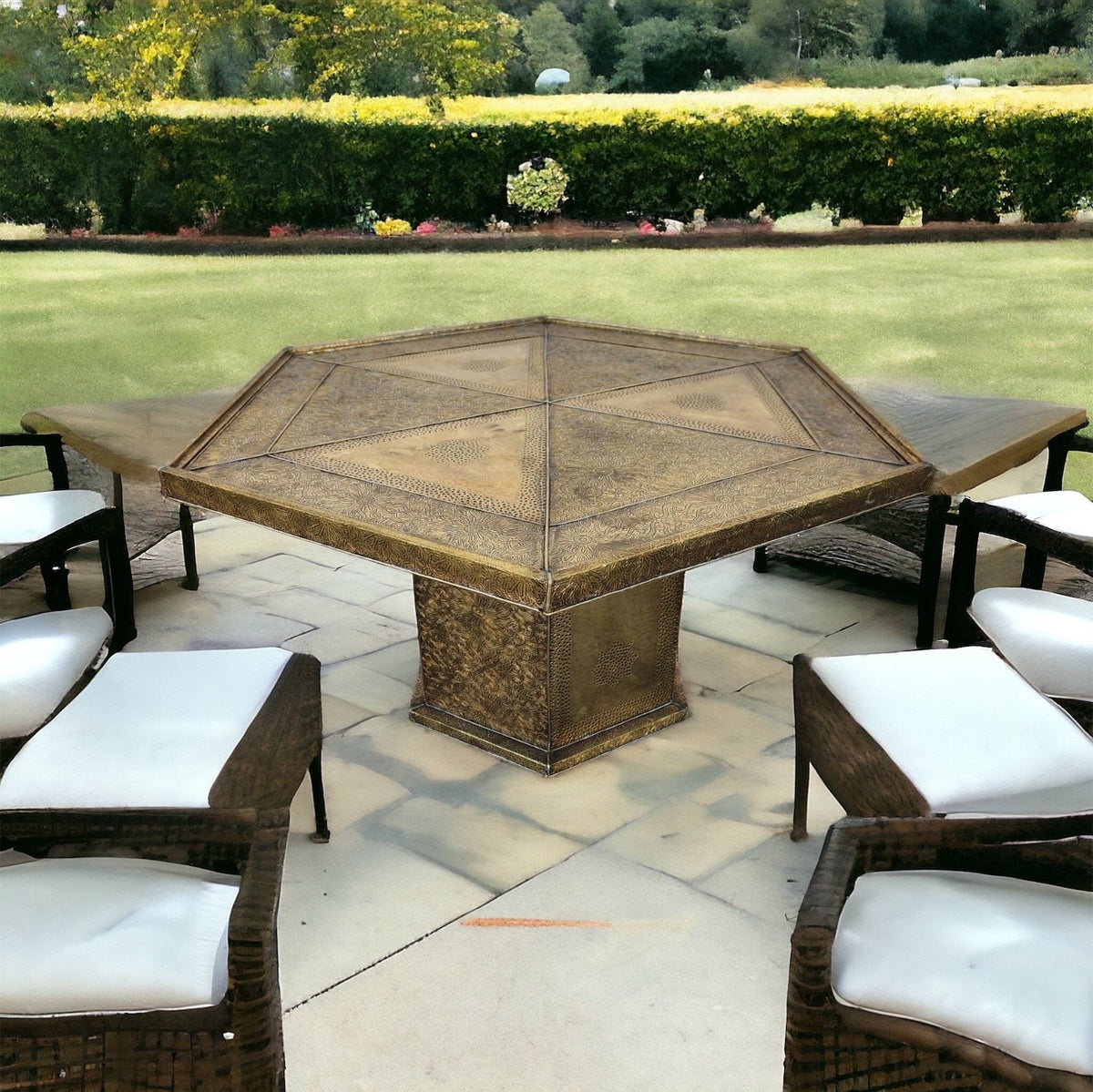 Handmade Moroccan Silver Metal Table, Berber Ethnic Decor