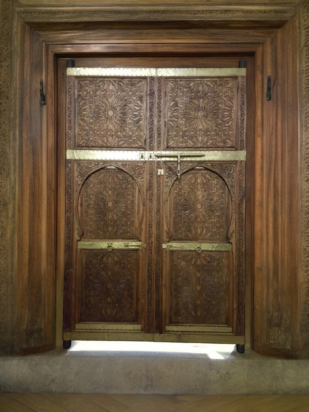 Hand Carved Moroccan Double Door: Cedar, Moorish Artwork