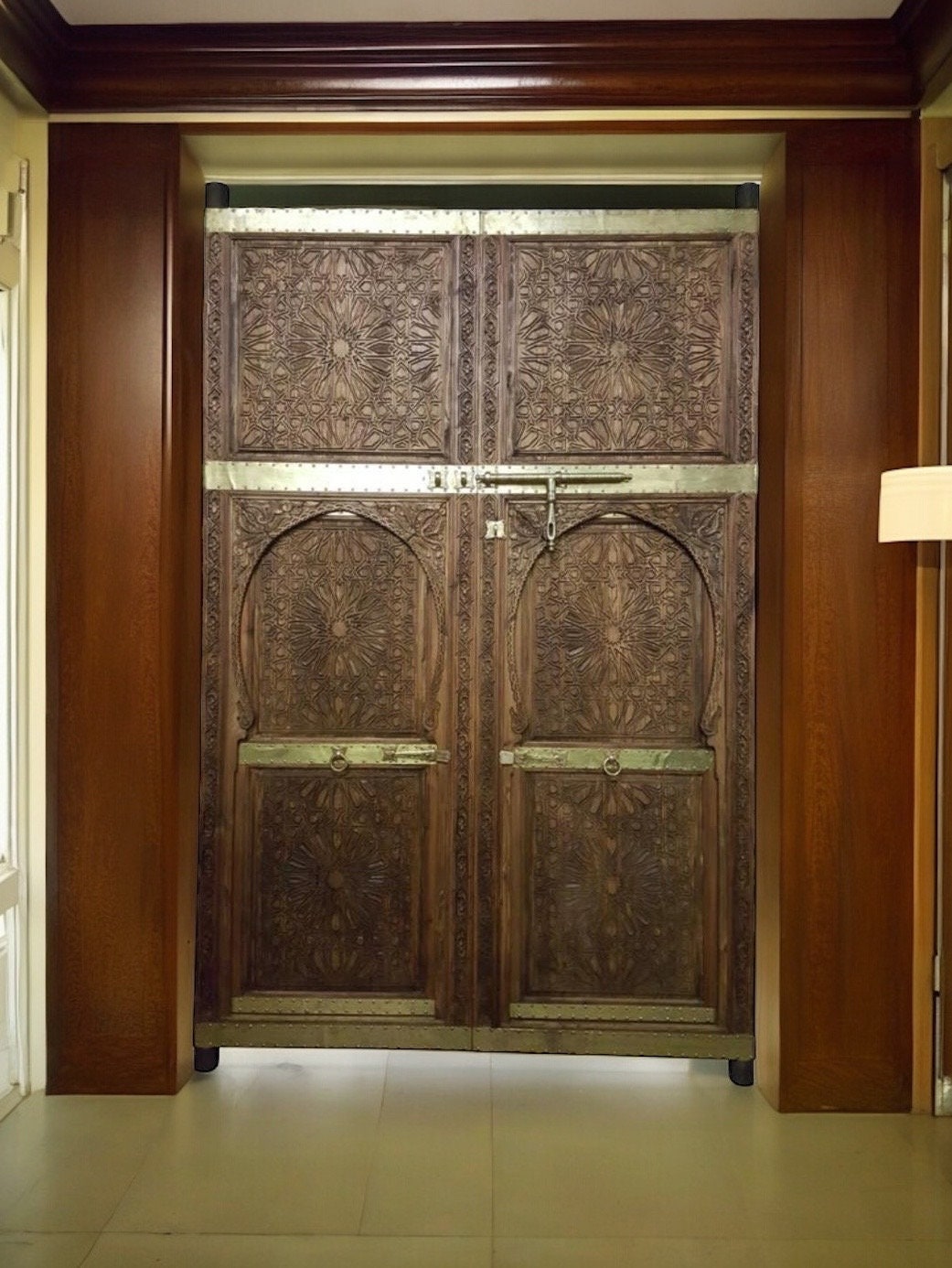 Hand Carved Moroccan Double Door: Cedar, Moorish Artwork