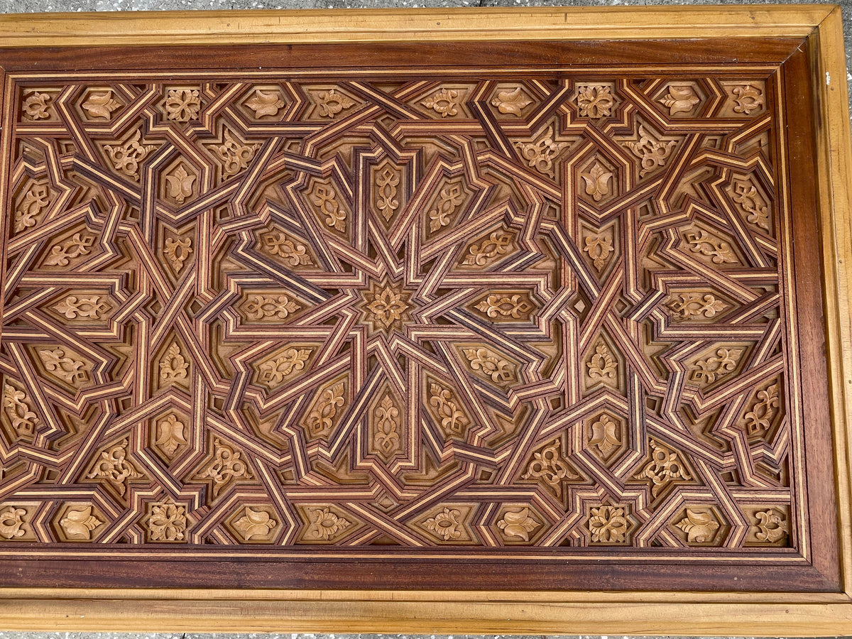 Handmade Moroccan Carved Wood Table, Moorish Andalusian Design