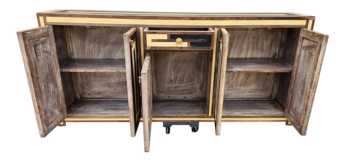 French regency Credenza: walnut Wood resin Inlay, Cabinet