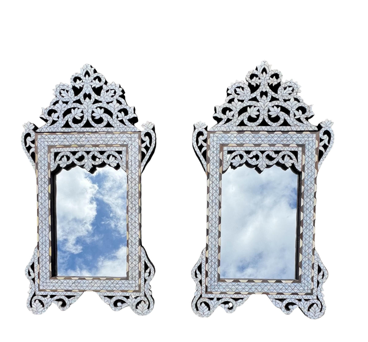 Mother of Pearl Inlay Mirror: Moroccan Ebony Shell, Handmade