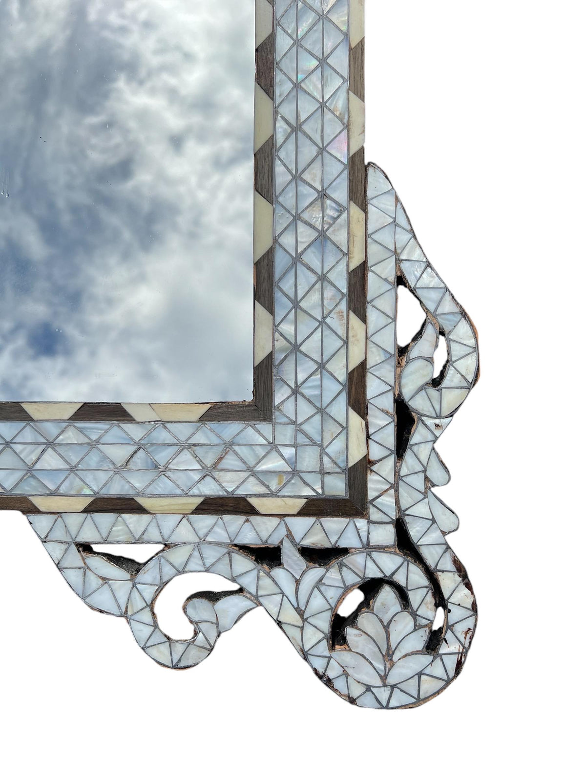 Mother of Pearl Inlay Mirror: Moroccan Ebony Shell, Handmade