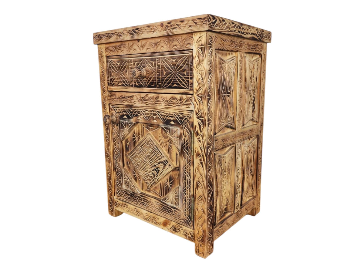 Two African hand carved nightstands moroccan bedroom furniture