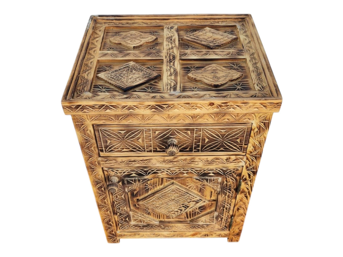 Two African hand carved nightstands moroccan bedroom furniture