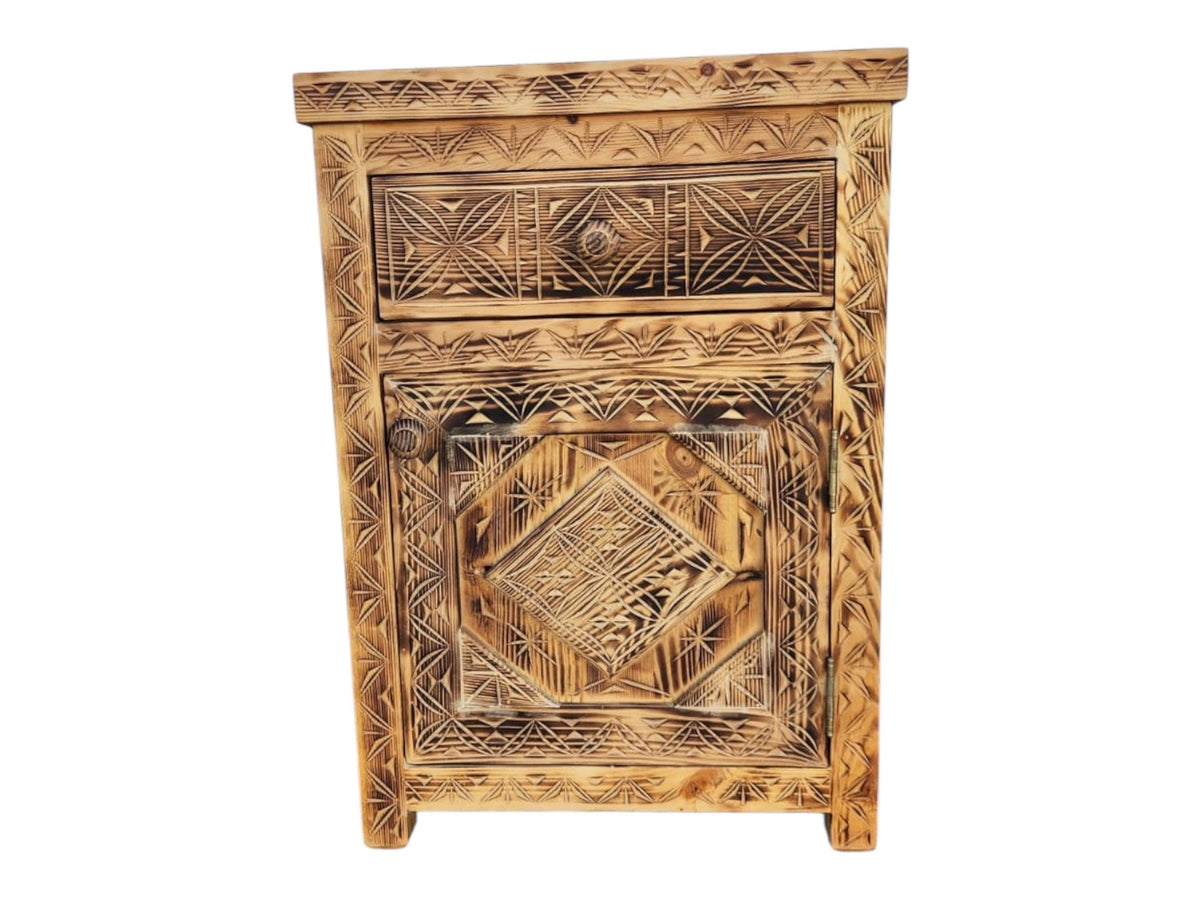 Two African hand carved nightstands moroccan bedroom furniture