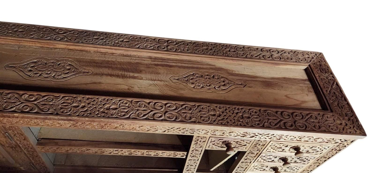 Handmade Carved Wood Moroccan Dresser, Moorish Buffet Cabinet