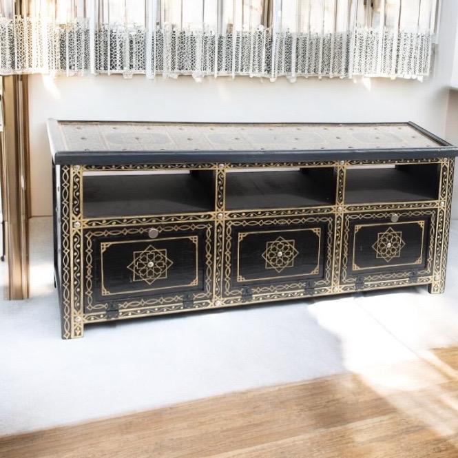 Hand Painted Moroccan Cabinet: Moorish Style TV Stand, Bedroom Furniture