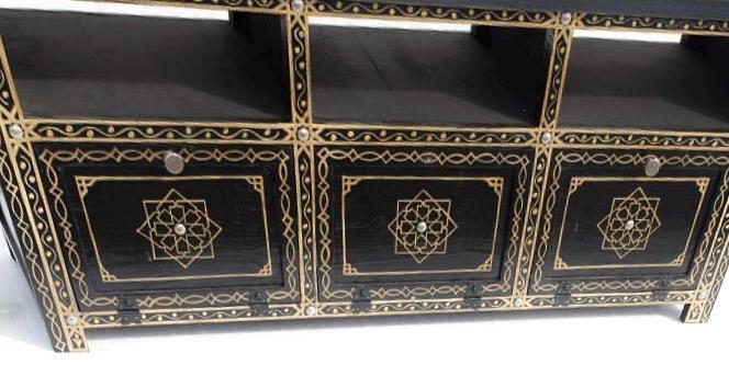 Hand Painted Moroccan Cabinet: Moorish Style TV Stand, Bedroom Furniture
